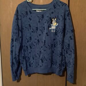 Hybrid Apparel Navy Bluey Print Crewneck Sweater